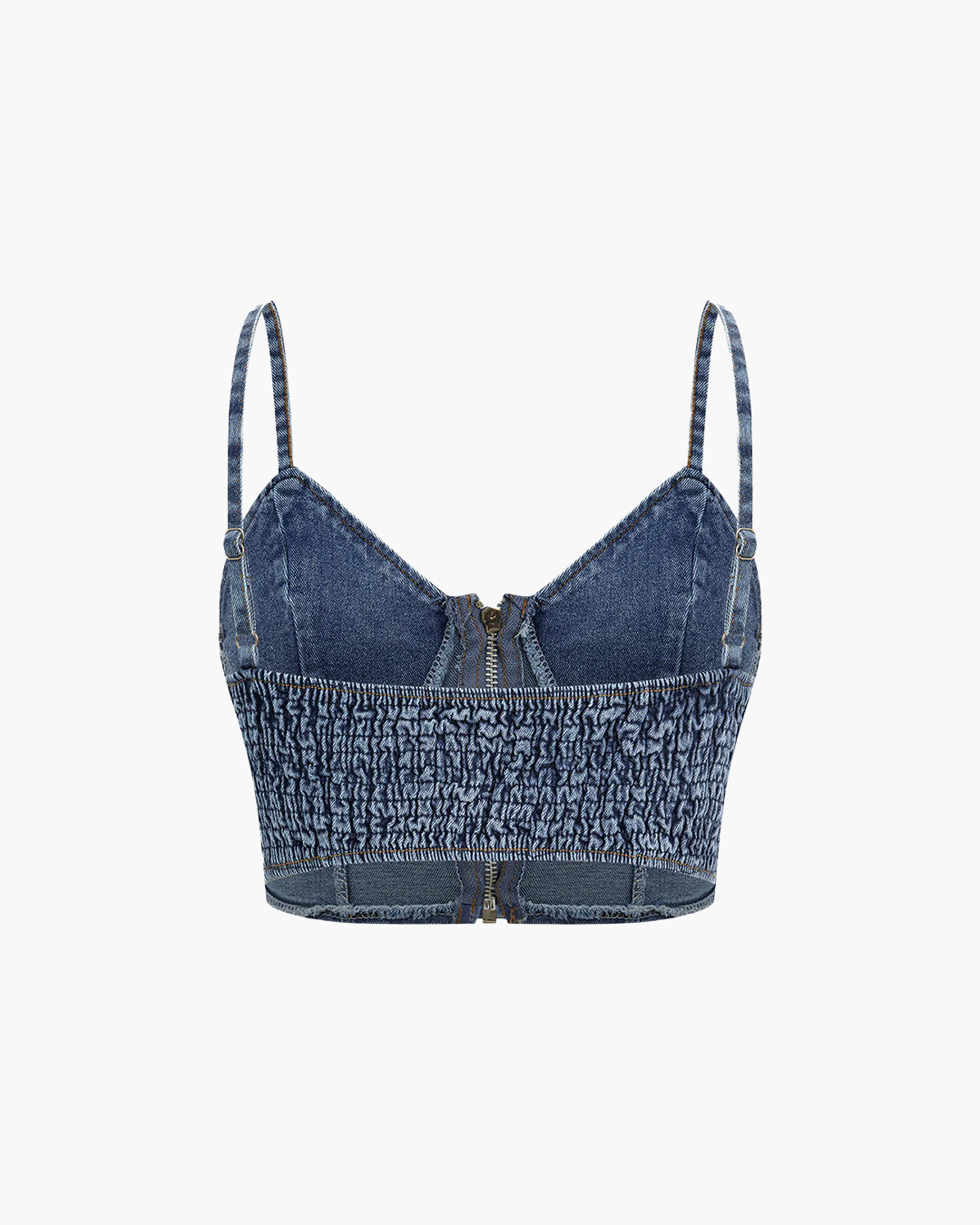 Chloe – Denim Bustier And Pleated Chiffon Pants Set