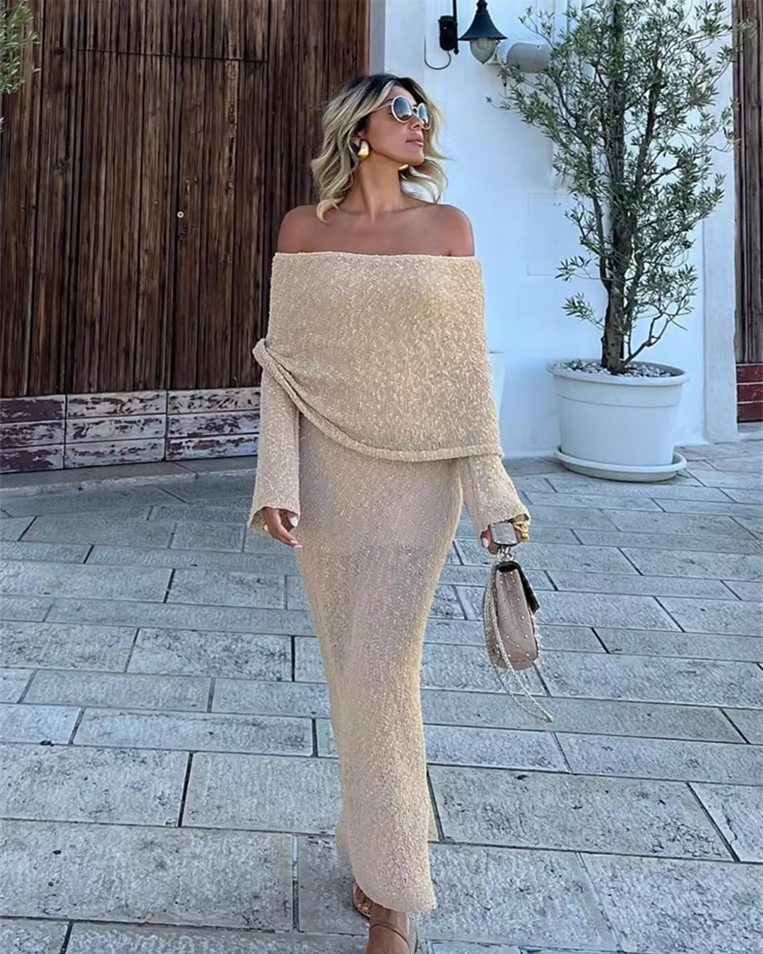 Robe longue à épaules dénudées Valencia