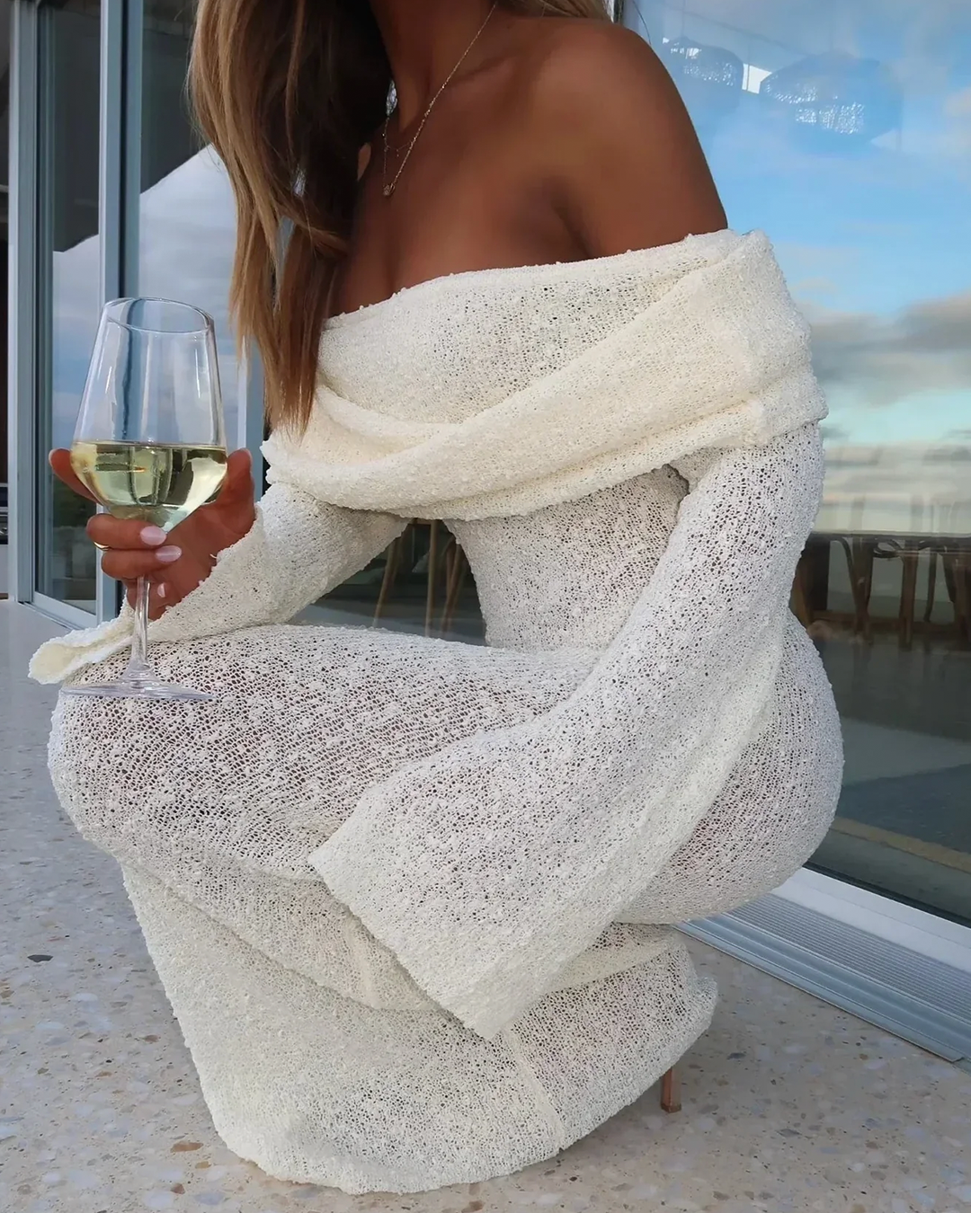 Valencia - Schulterfreies Maxikleid