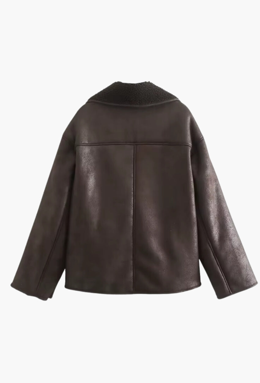 Amelia Leather Jacket - Brown