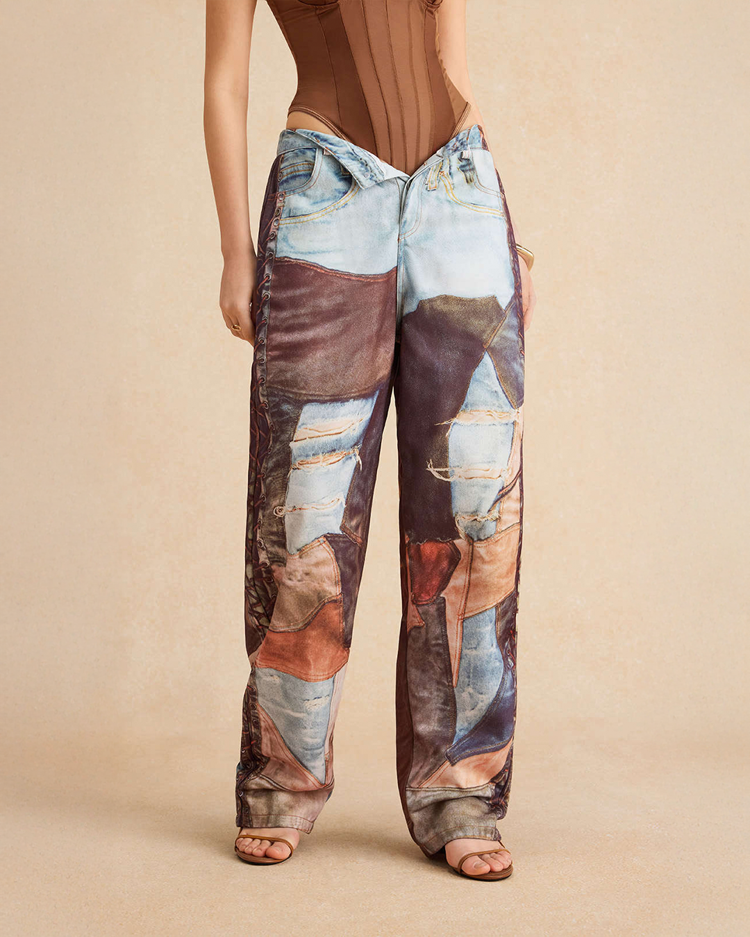 Nora - Pantalon large à boutons