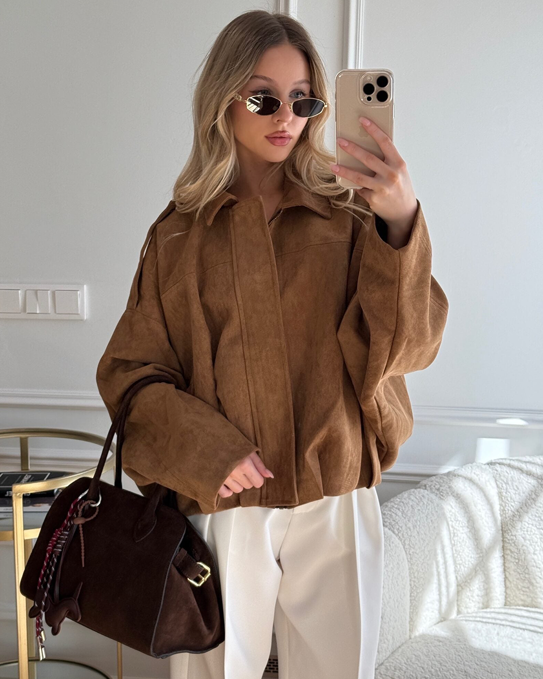 Noa Suede Bomber Jacket