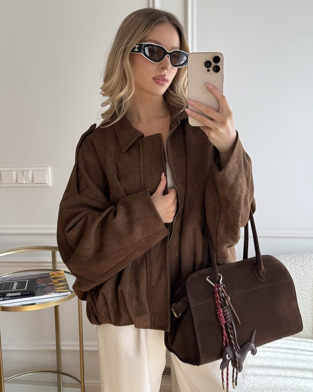 Noa Suede Bomber Jacket