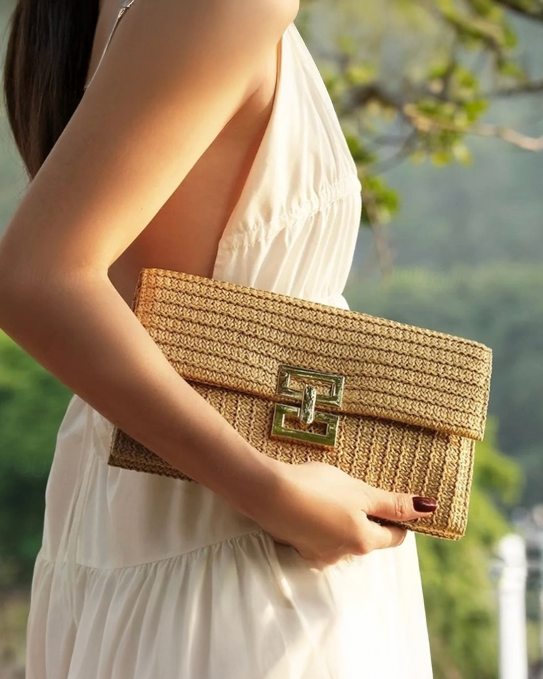 Raffia Weave Clutch Bag