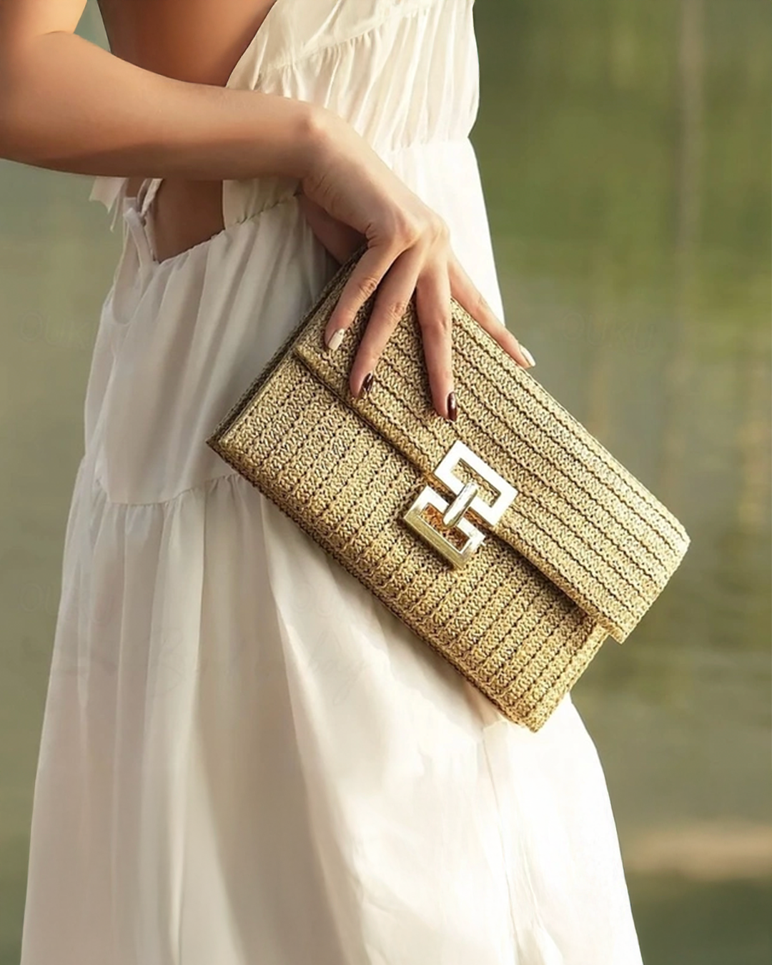 Raffia Weave Clutch Bag
