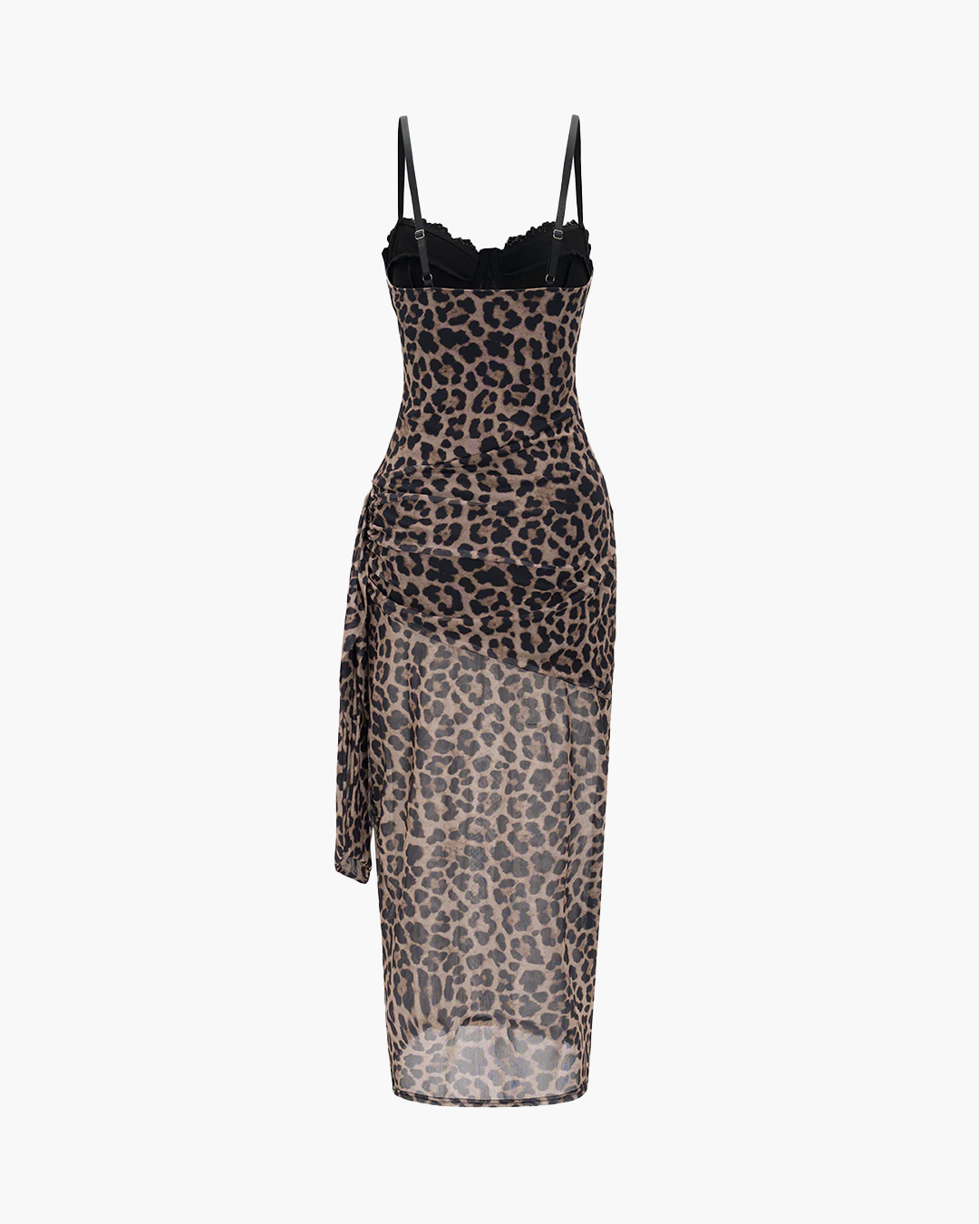 Nocturna Leopard Print Mesh Maxi Dress