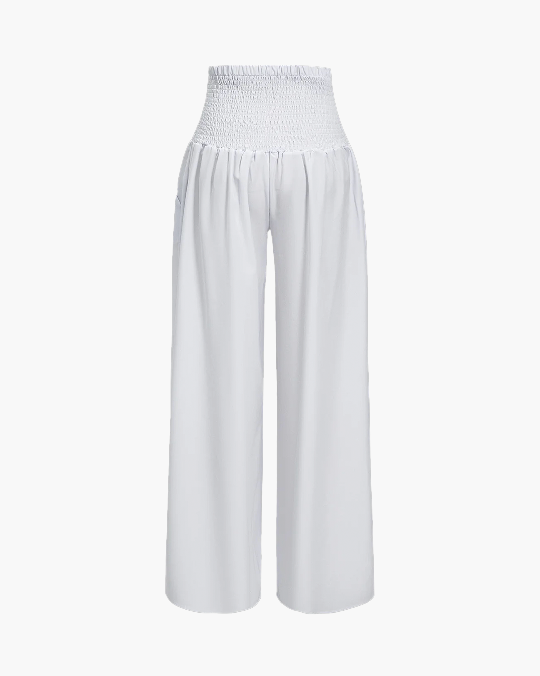 Strapless Ruched Top Wide Leg Pants Set