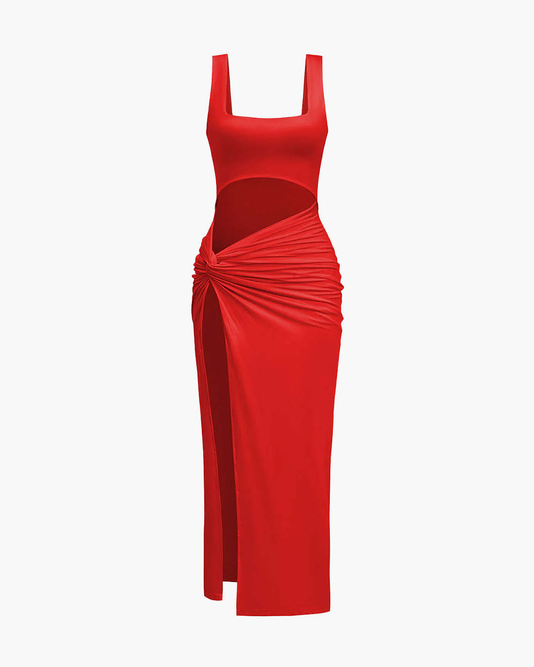 Linna - Solid Twist Midi Dress