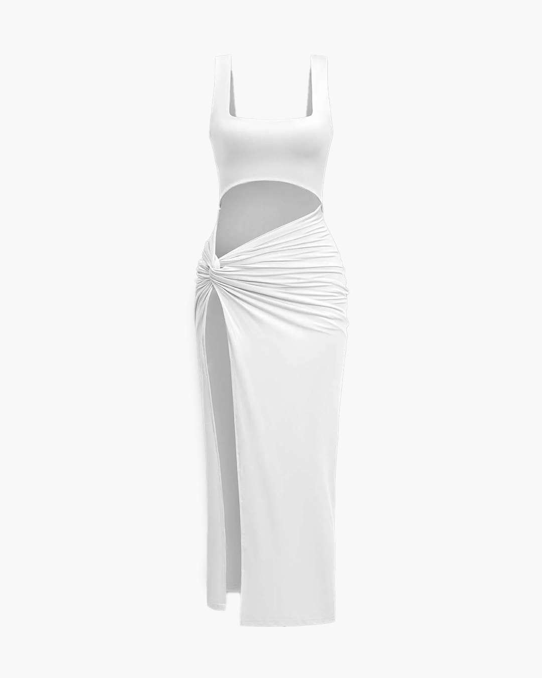 Linna - Solid Twist Midi Dress