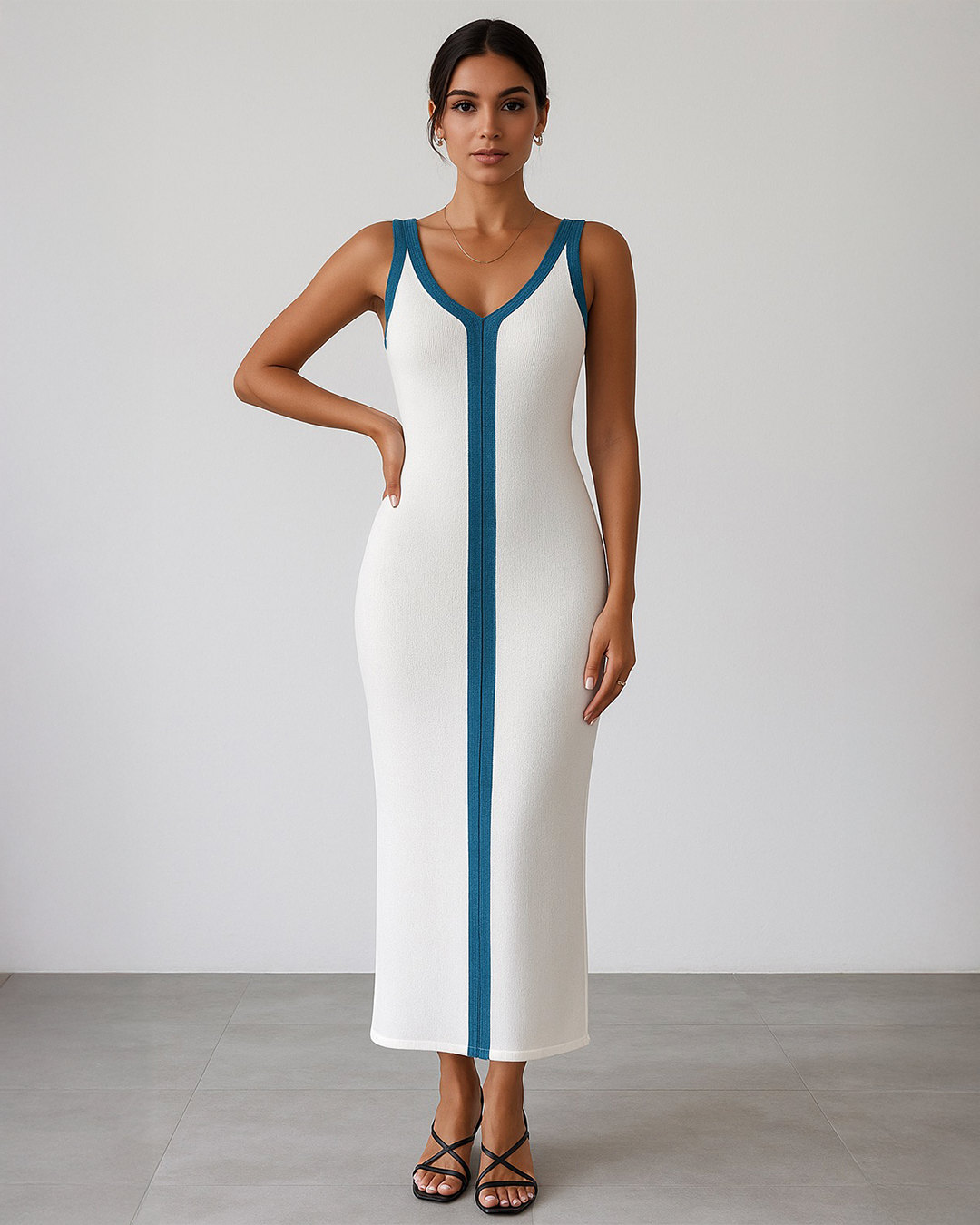 Belle - V-Neck Knit Column Maxi Dress
